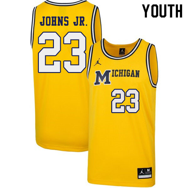 Youth #23 Brandon Johns Jr. Michigan Wolverines 1989 Retro College Basketball Jerseys Sale-Yellow